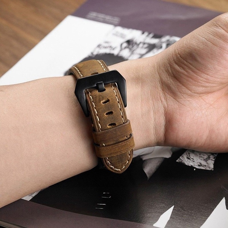 Läderarmband 22mm för Huawei Watch GT / Watch 2 Pro - Brun