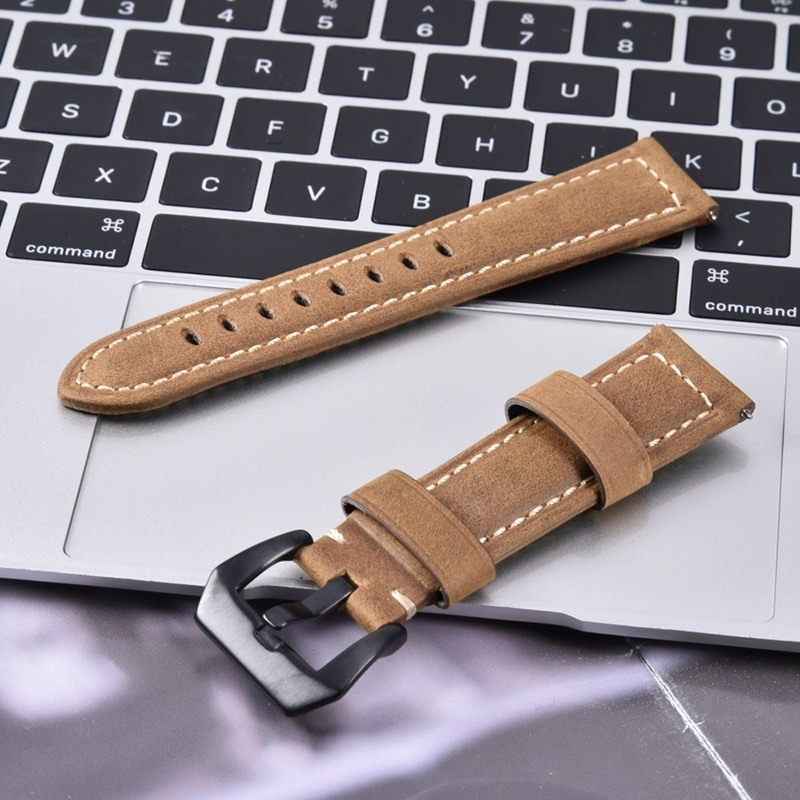 Läderarmband 22mm för Huawei Watch GT / Watch 2 Pro - Ljusbrun
