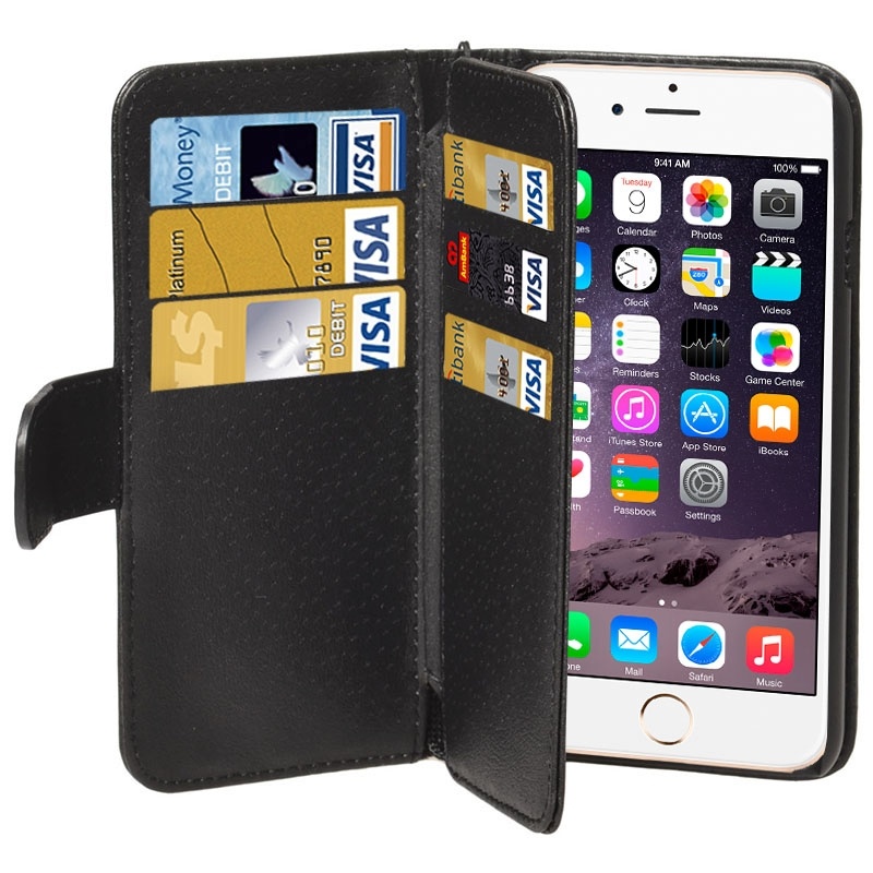 Plånboksfodral för iPhone 6/6S - 6 kortplatser svart