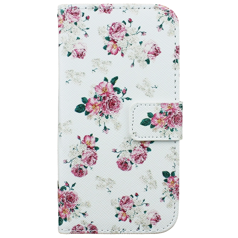  Plnboksfodral fr iPhone 6/6S PLUS - Rosa blommor vit