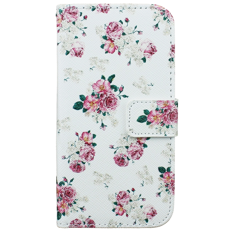 Plånboksfodral för iPhone 6/6S PLUS - Rosa blommor vit