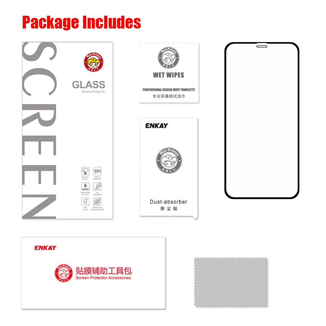 Enkay Heltäckande 2,5D Displayskydd 9H för iPhone 11 Pro / X / XS - Svart ram