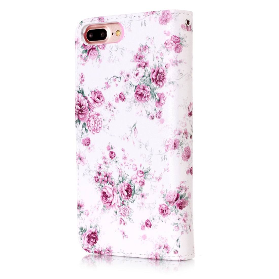Plånboksfodral för iPhone 8/7 Plus - Vit med blommor