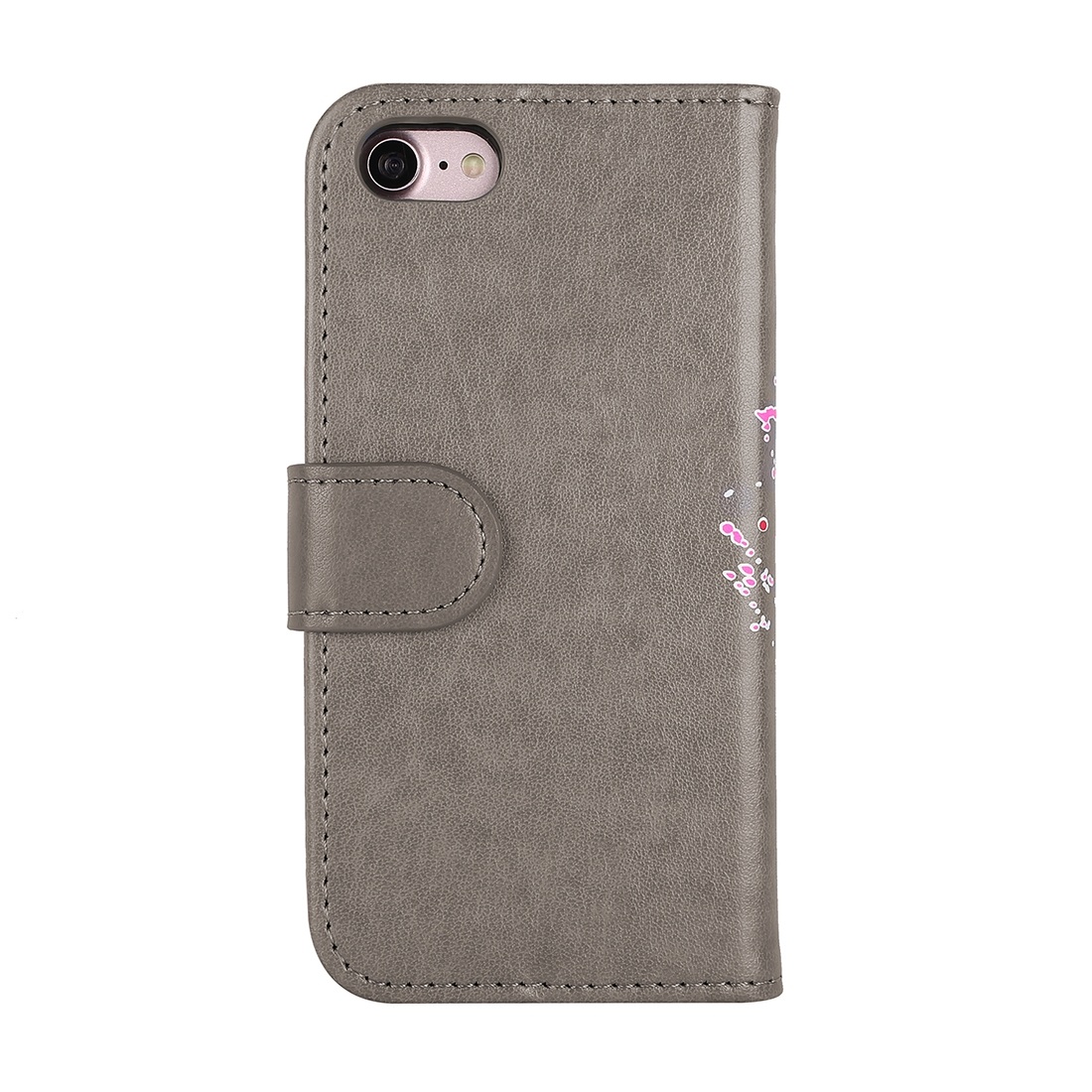 Plånboksfodral för iPhone 7/8 - Grå med rosa flamingo
