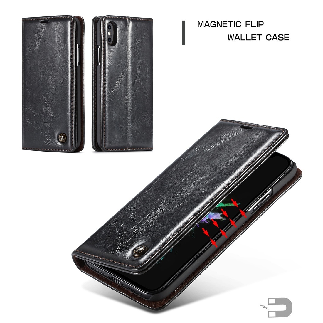 Caseme för iPhone X - Flipfodral med kortplats