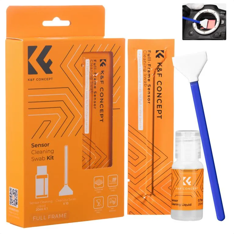 K&F Concept 10st Rengöringsstickor & rengöringsvätska för Fullformat