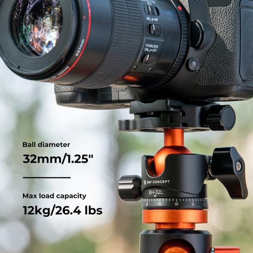 K&F Concept BH-32-L Kulhuvud med panoramaindexering för kamerastativ 12kg från Kamda – snabb leverans och trygg e-handel