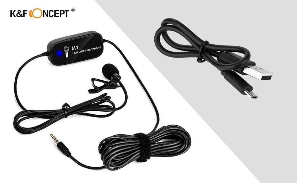 K&F Concept Myggmikrofon M1 med klämma & 6 meter kabel
