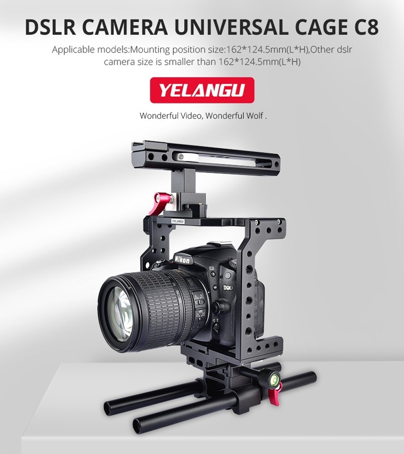 Yelangu C8 Videokamerabur Cage med rälsstång universal modell