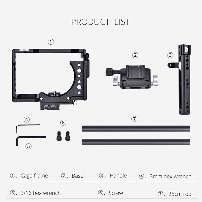  YELANGU CA7 Videokamerabur Cage med Rlsstng fr Sony A7K A7X