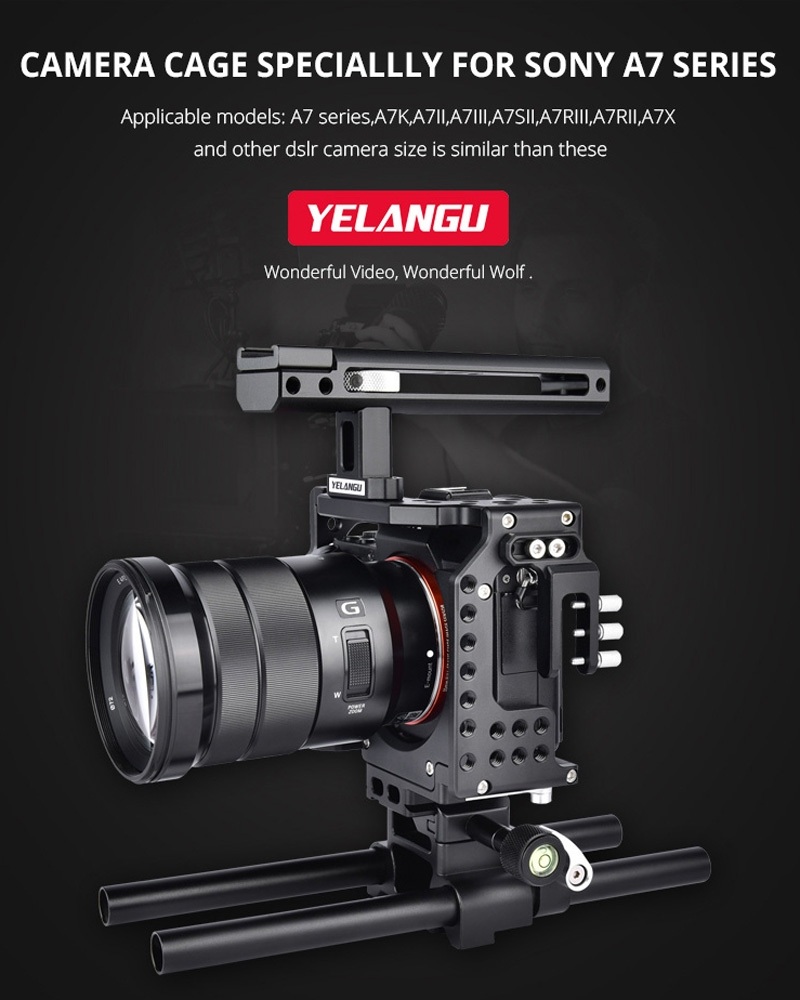  YELANGU CA7 Videokamerabur Cage med Rlsstng fr Sony A7K A7X