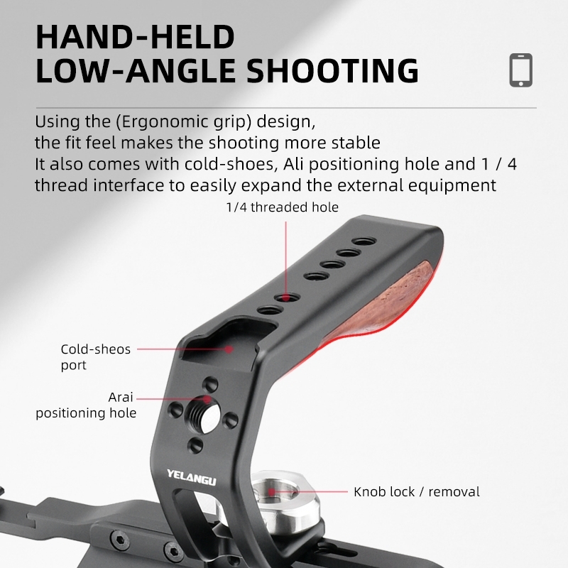  YELANGU LW-B01-3 Topphandtag tr & alumium med ARRI-fste