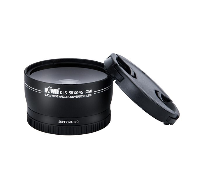 Kiwifotos 0.45x Vidvinkellins 58mm med makrolins 10x