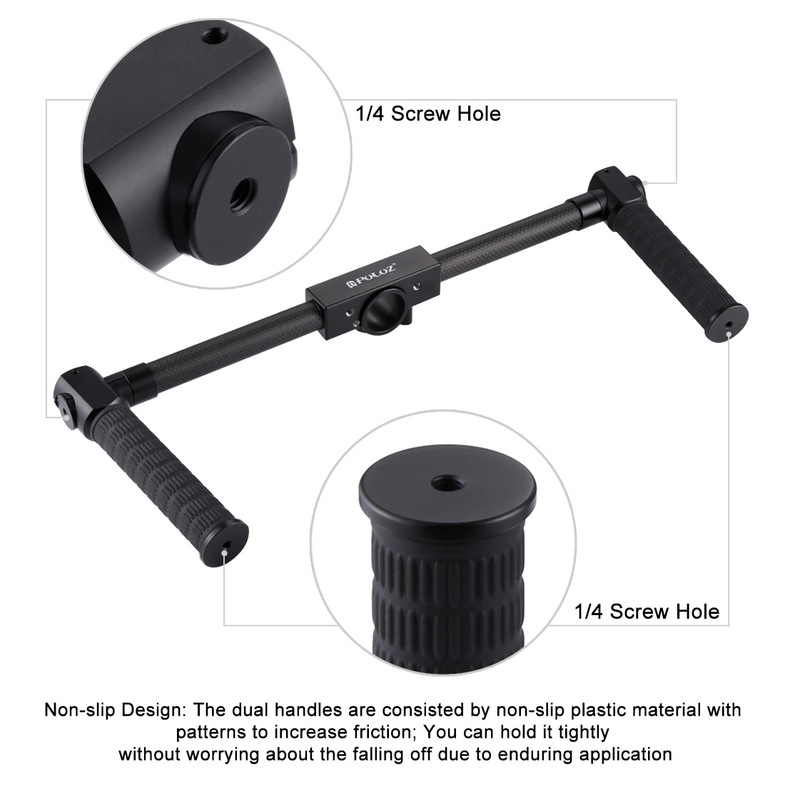 PULUZ Dubbel handhållen kolfiber kamerastabilisator