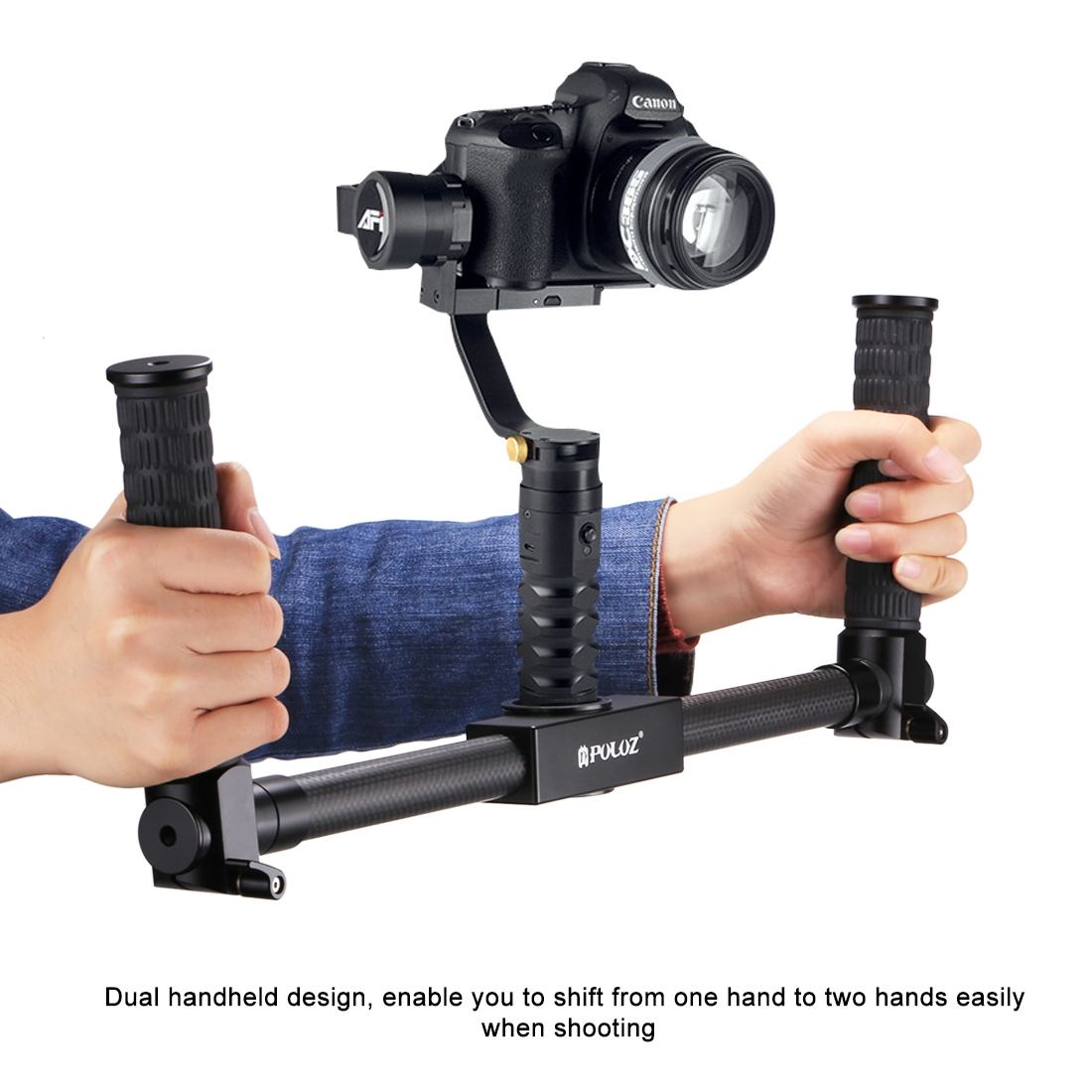PULUZ Dubbel handhållen kolfiber kamerastabilisator