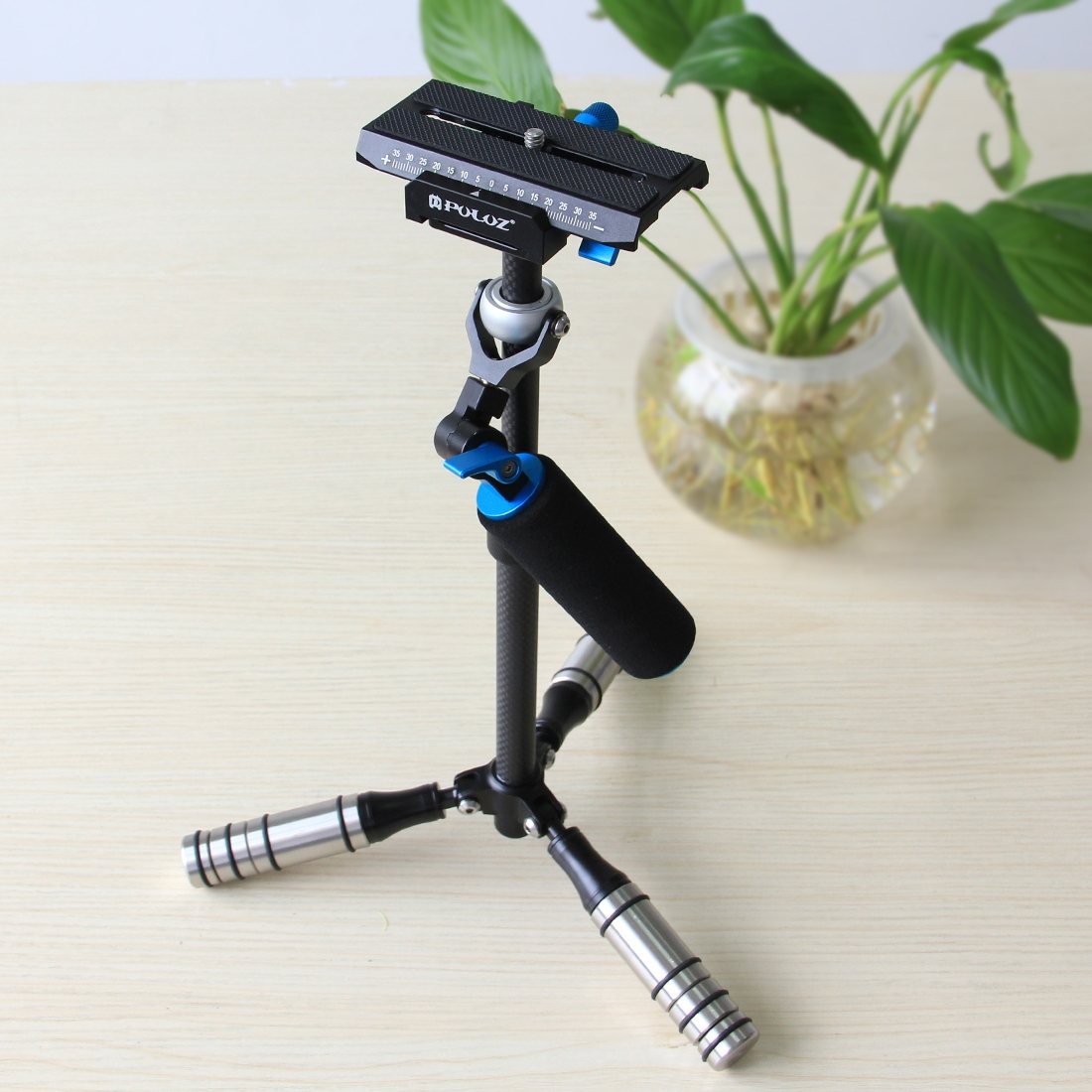 Puluz Handhållen kolfiber stabilisator för DSLR/DV-kameror (27-37cm)