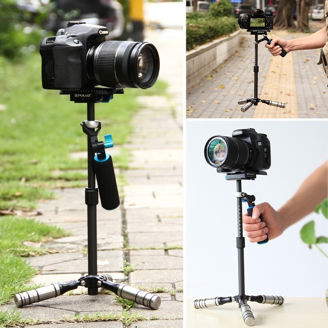 Puluz Handhållen kolfiber stabilisator för DSLR/DV-kameror (27-37cm)