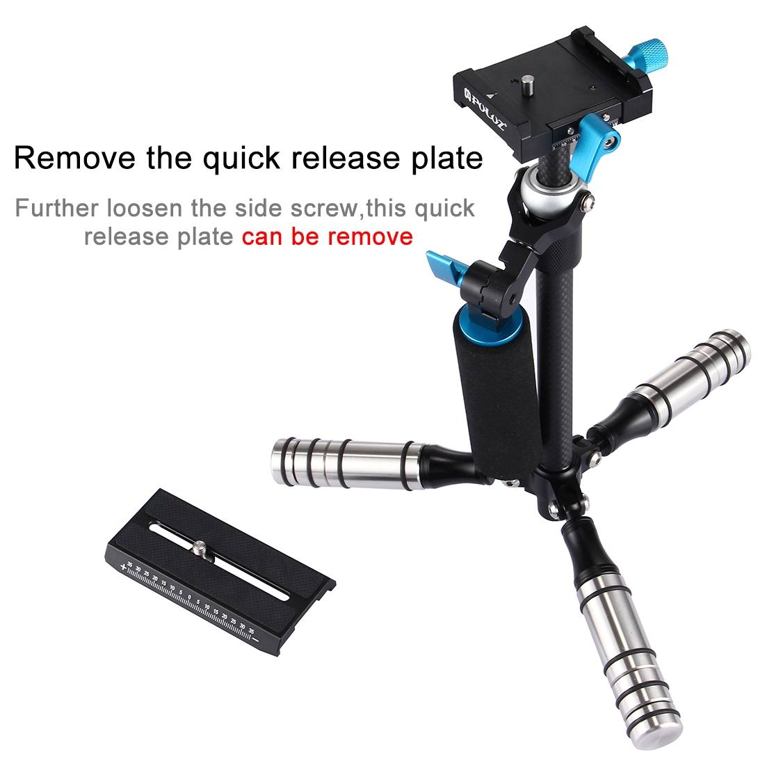 Puluz Handhållen kolfiber stabilisator för DSLR/DV-kameror (27-37cm)