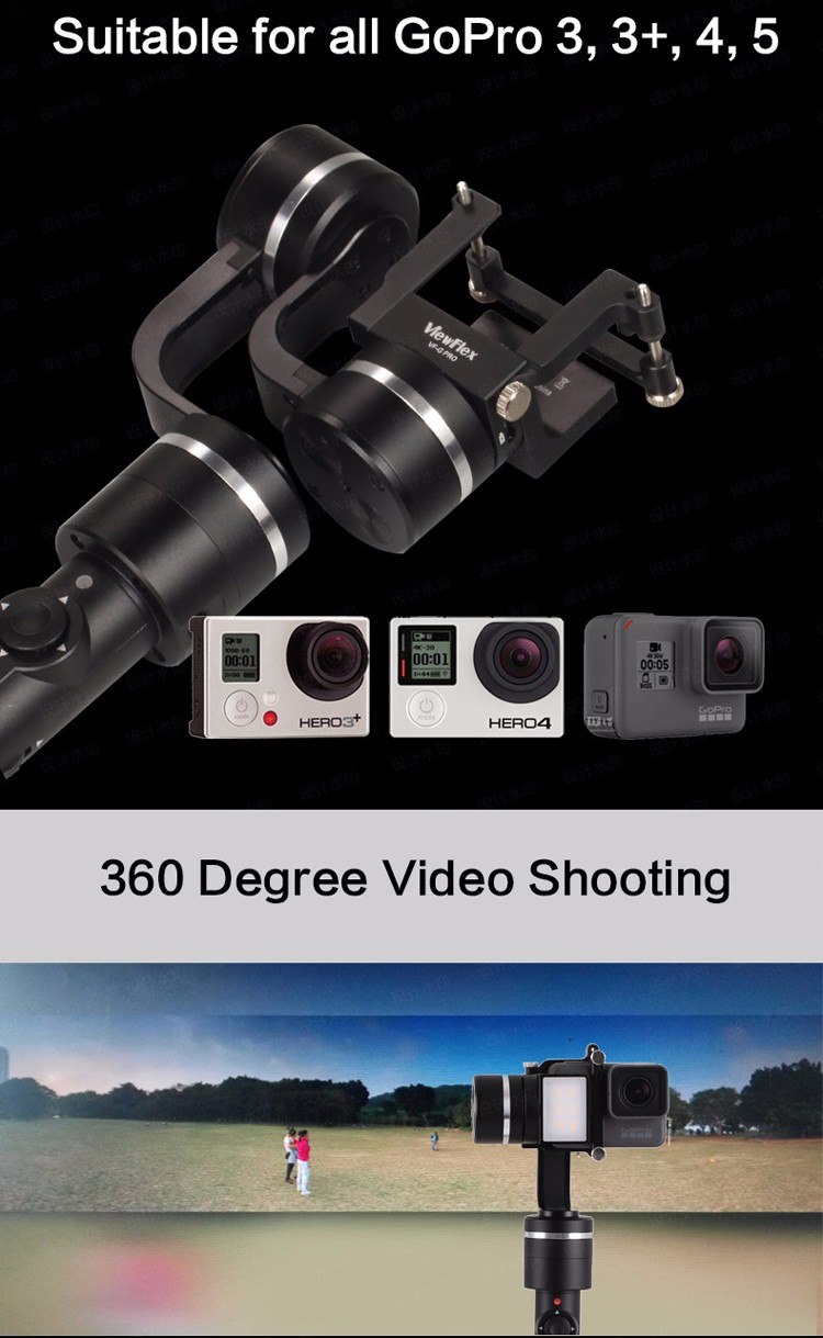 ViewFlex 3-Axlad Motoriserad Handhållen Gimbal Kamerastabilisator för GoPro