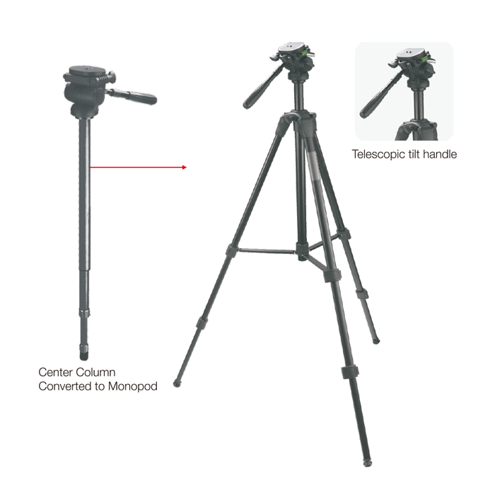 Weifeng Trebensstativ WT-3907 - 181cm inkl Videohuvud
