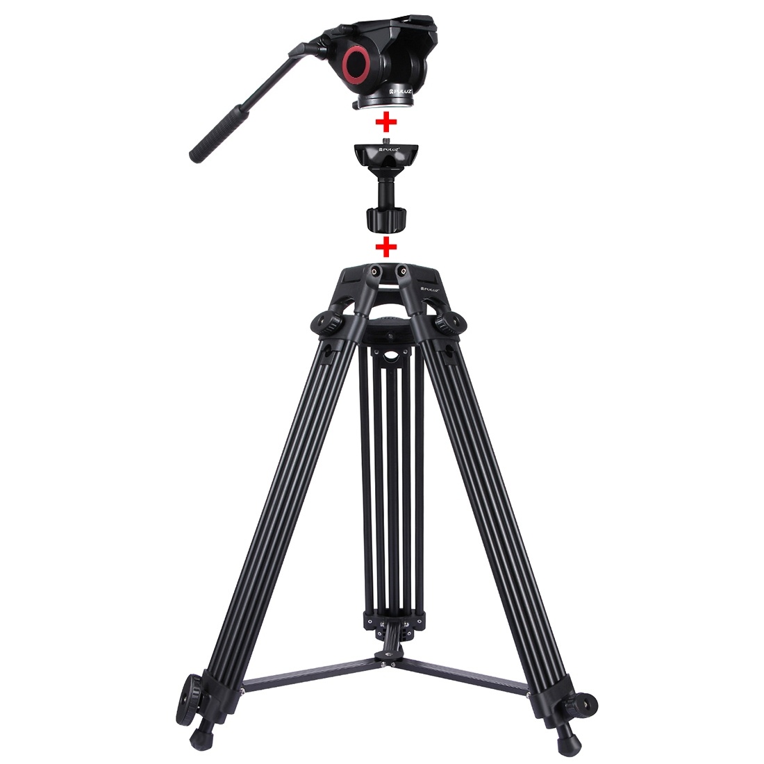 PULUZ Videostativ-kit videohuvud med vätskedämpningssystem
