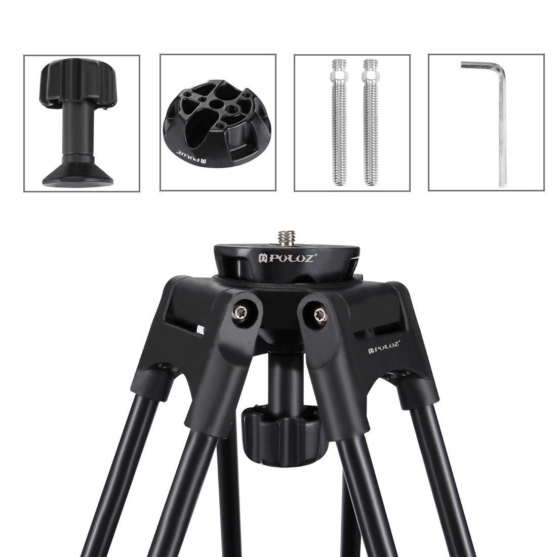 PULUZ Videostativ-kit videohuvud med vätskedämpningssystem