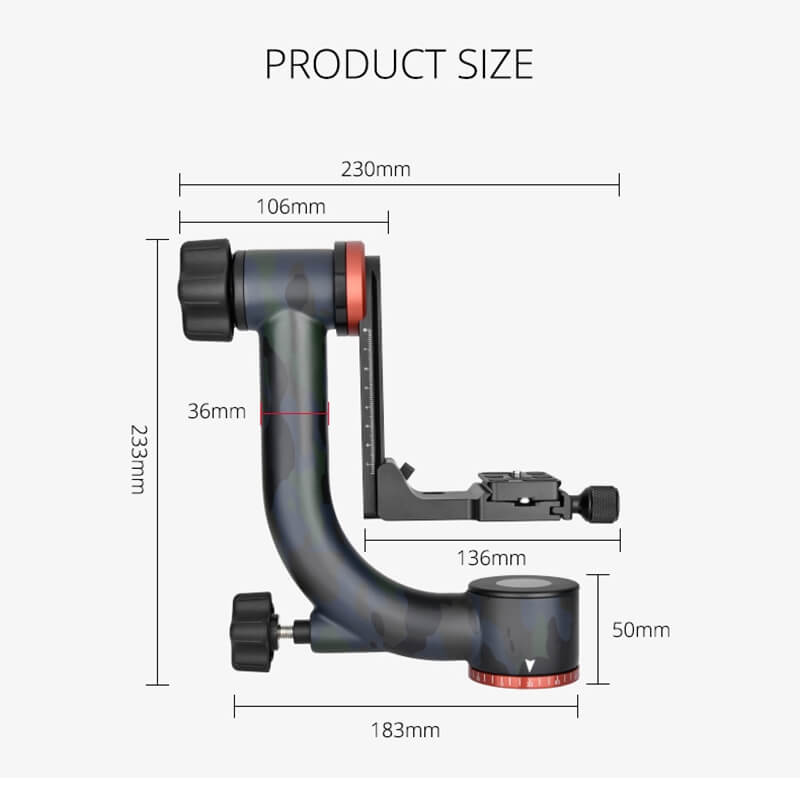 YELANGU A203 Robust Gimbal av kolfiber för tyngre kameror och objektiv 25kg