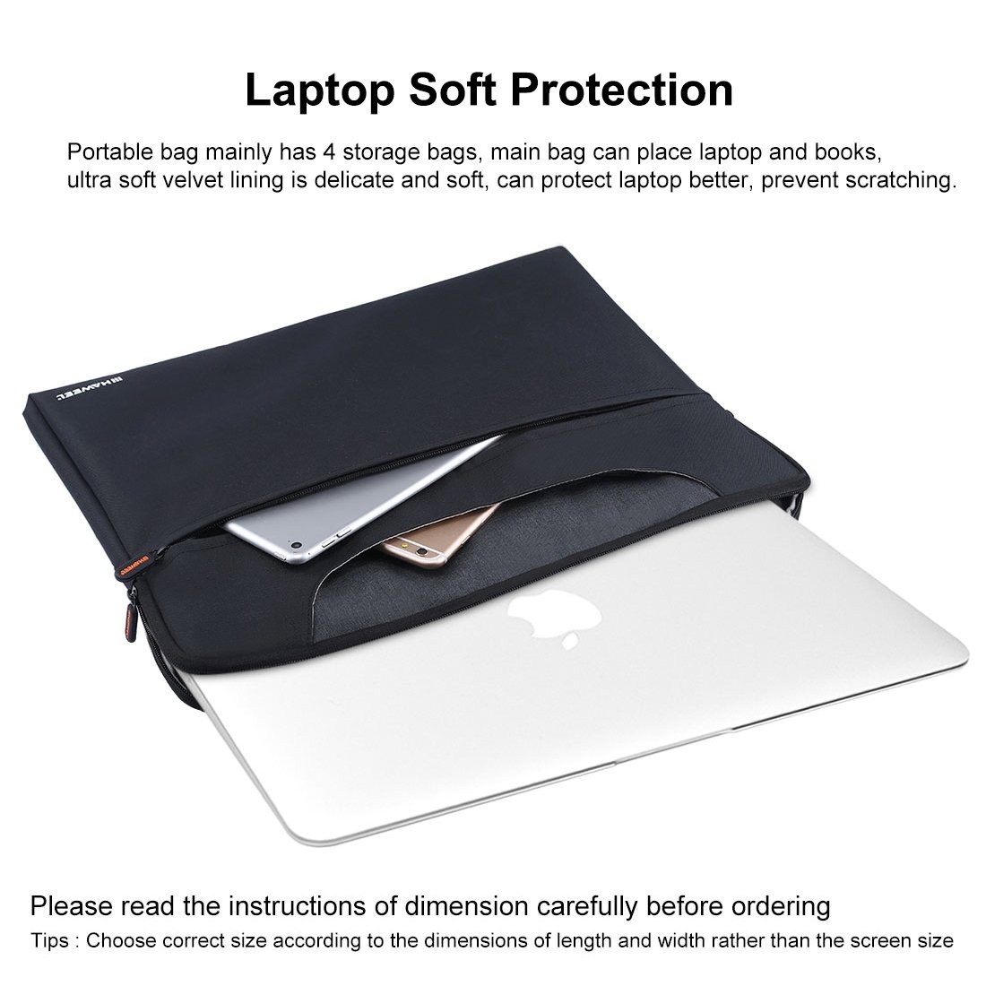 HAWEEL Handhållen laptopväska med dragkedja