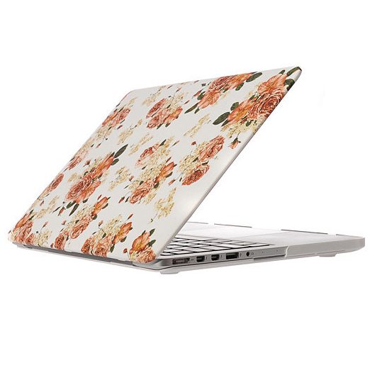 Skal Macbook Pro Retina Vit med rosa blommor