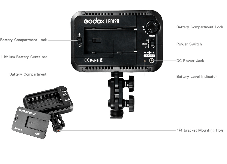  Godox Videobelysning med 126st lysdioder fr DSLR-kamera & Videokamera