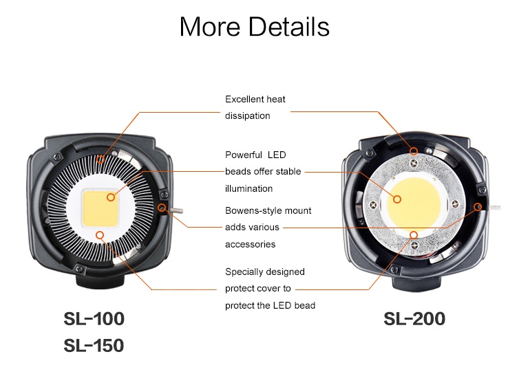  Godox SL-150W LED-videolampa - Dagsljusbalanserad 150W