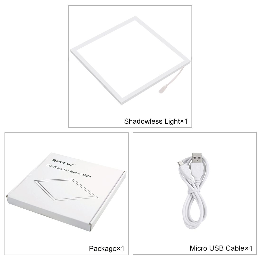 PULUZ Mini LED-panel för fotografering, akrylmaterial, 20 cm x 20 cm