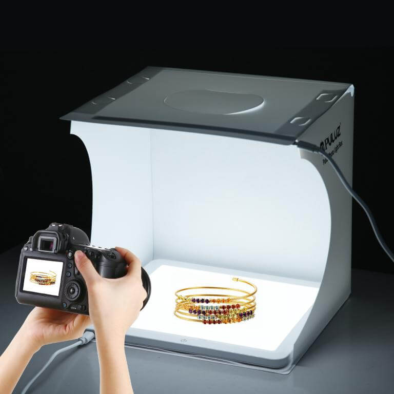 Puluz Produktbord med LED-panel 22x22cm för produktfotografering