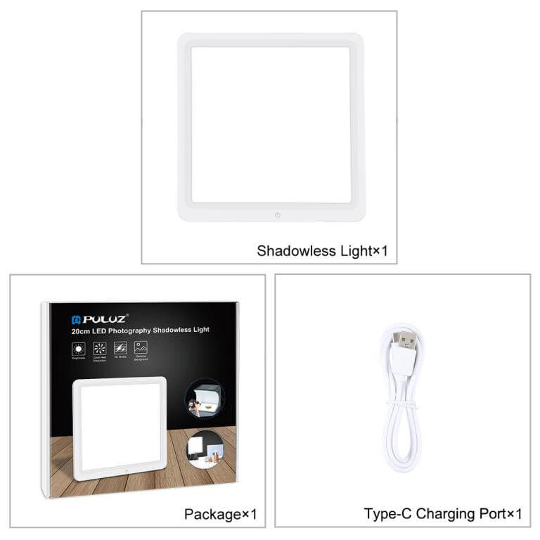  Puluz Produktbord med LED-panel 22x22cm fr produktfotografering