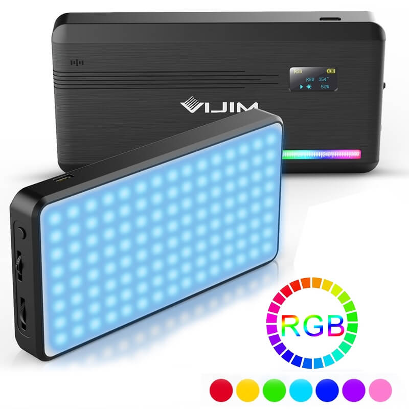  VIJIM VL196 RGB LED-panel fotobelysning med raster & diffusor 14.8x7.6x1.6cm