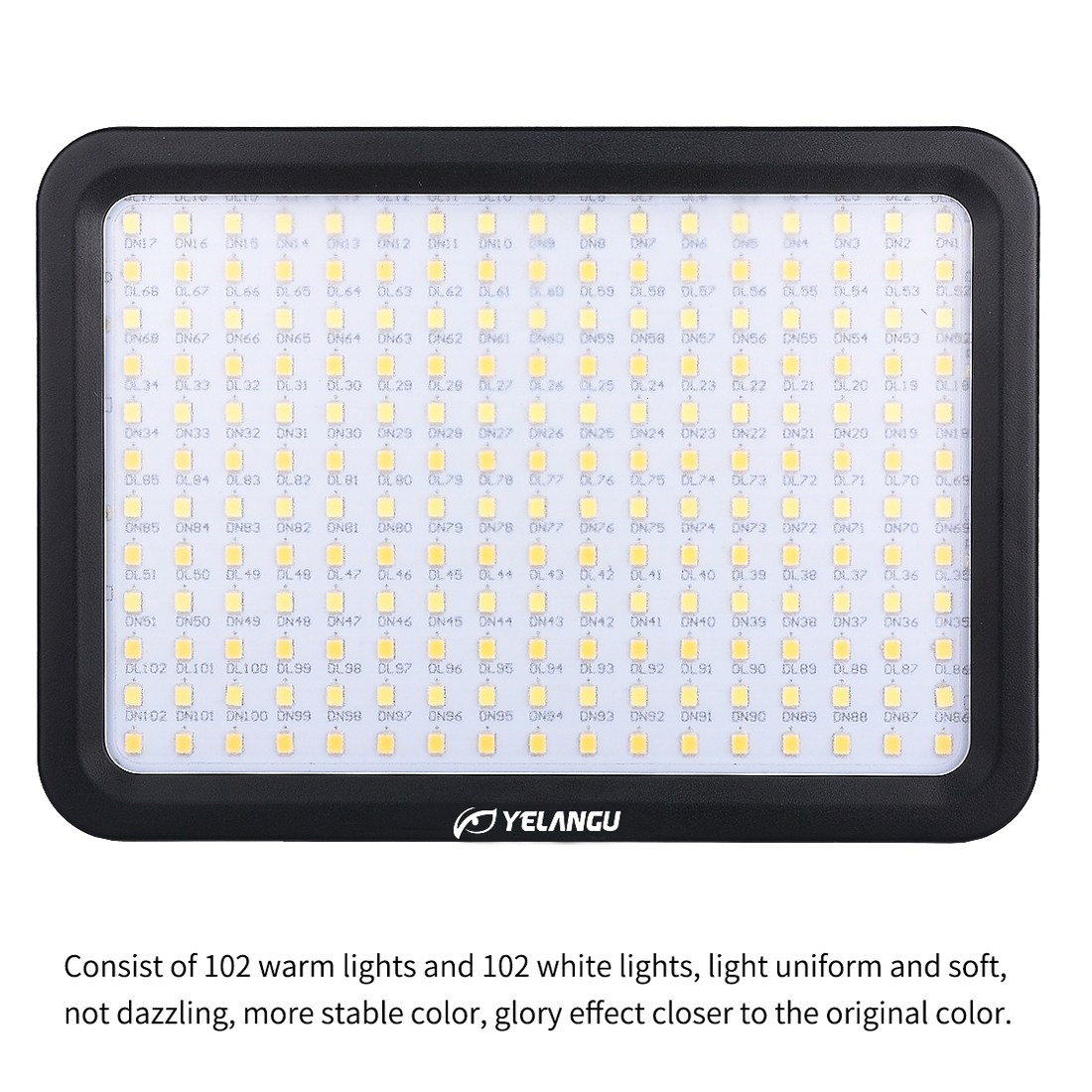 YELANGU 204st LEDs Dimbart Videoljus (17x12cm) - 1000LM, 3300-5600K