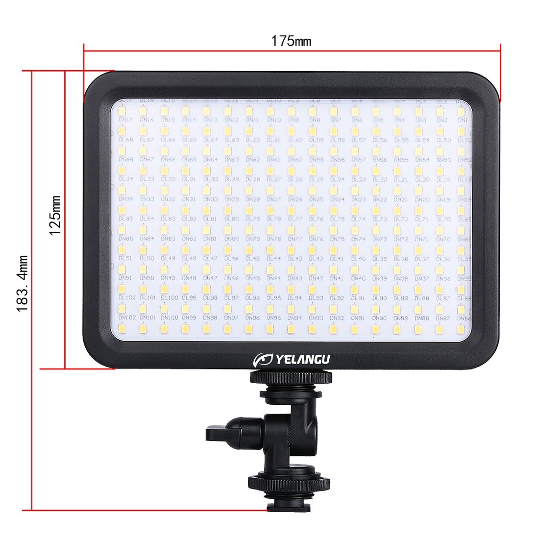 YELANGU 204st LEDs Dimbart Videoljus (17x12cm) - 1000LM, 3300-5600K