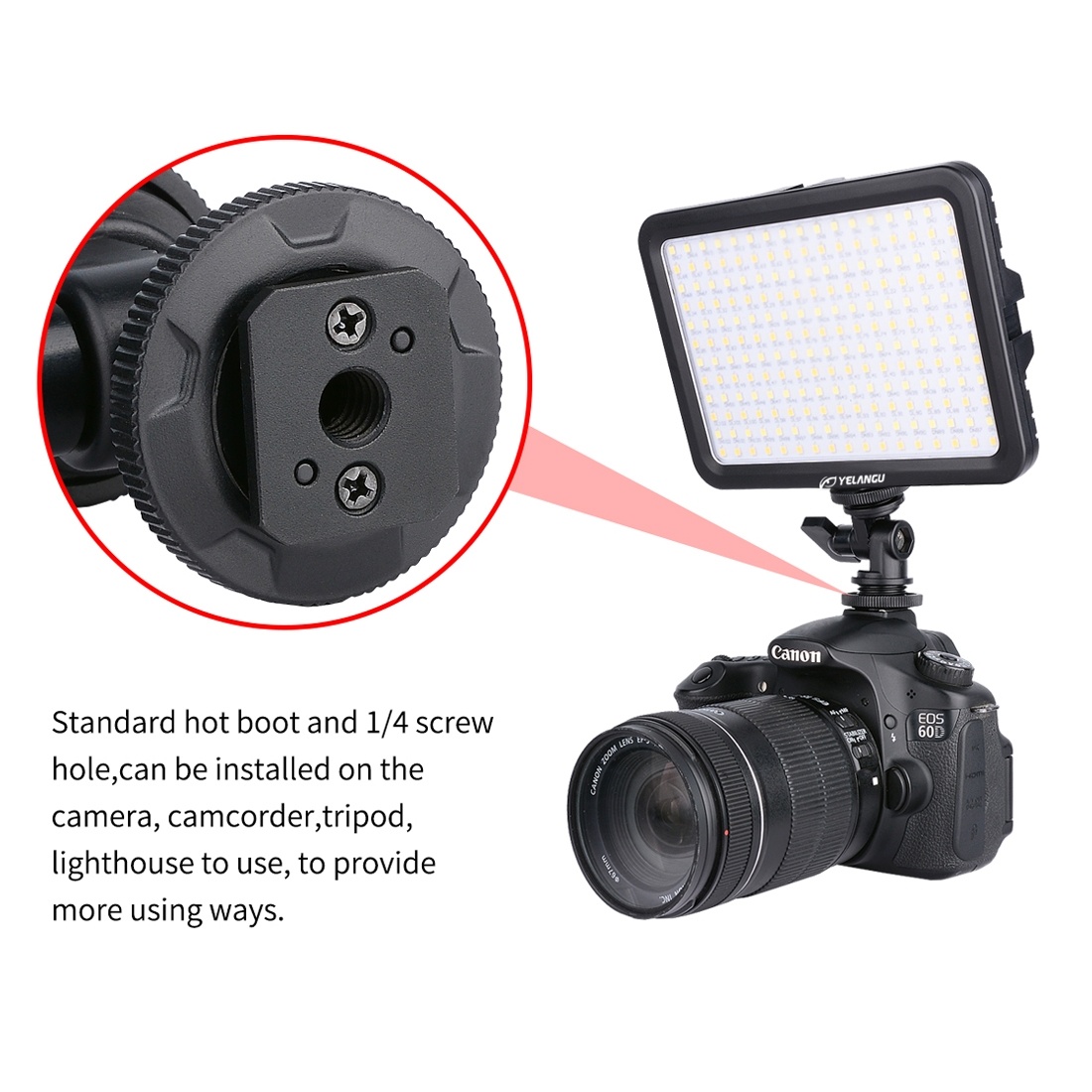 YELANGU 204st LEDs Dimbart Videoljus (17x12cm) - 1000LM, 3300-5600K