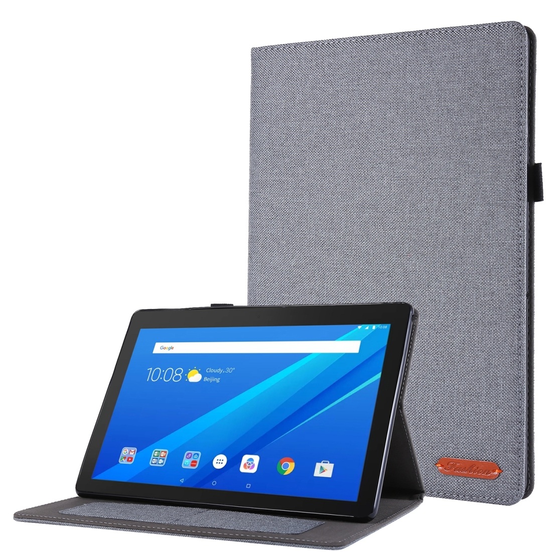 Fodral för Lenovo Tab E10 10.1 Grå textil