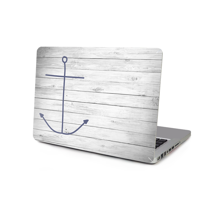  Skin fr fr Macbook 12-tum - Bltt ankare med vitt trmnster