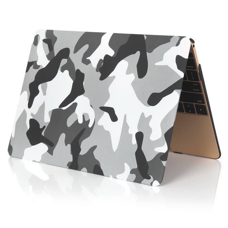 Skal för Macbook 12-tum - Kamuoflage vit, svart & grå