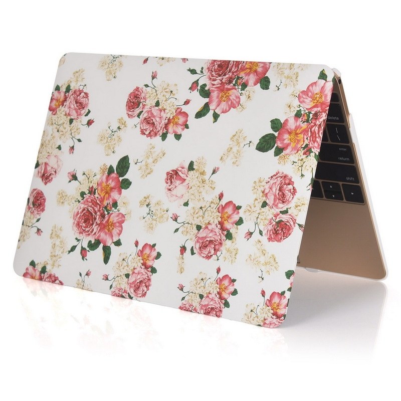  Skal fr Macbook 12-tum - Vit med rosa blommor