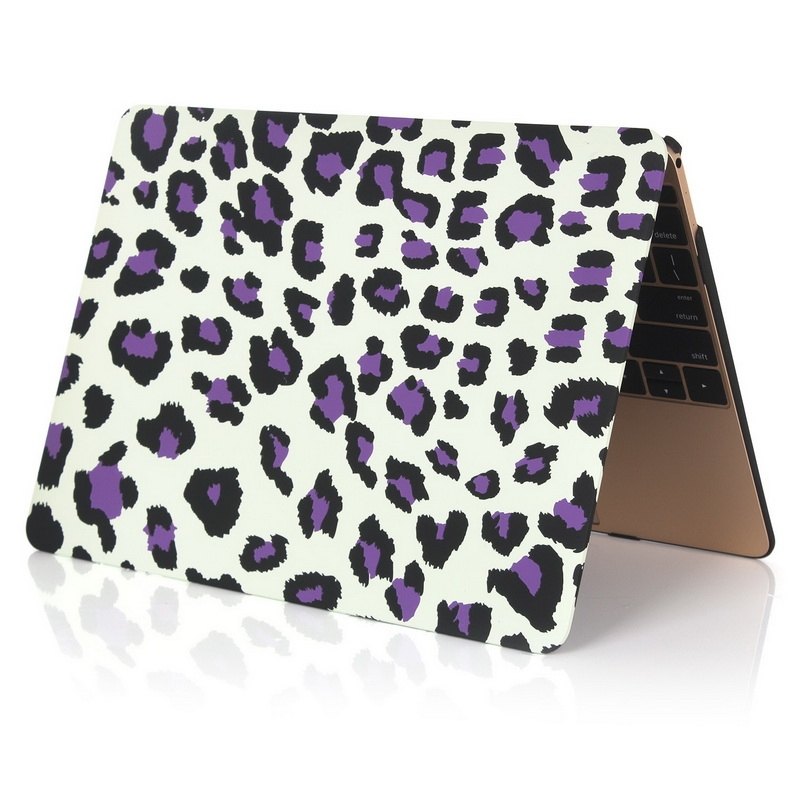 Skal för Macbook 12-tum - Leopardmönster vit & lila