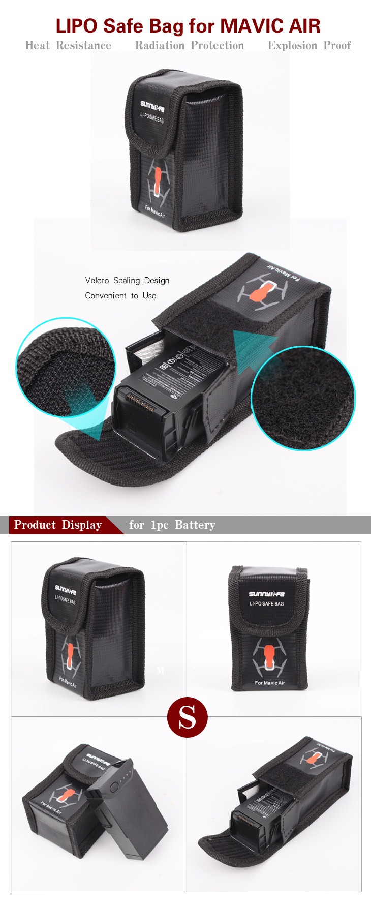 Sunnylife Säker förvaringsväska för Mavic Air LiPo batteri