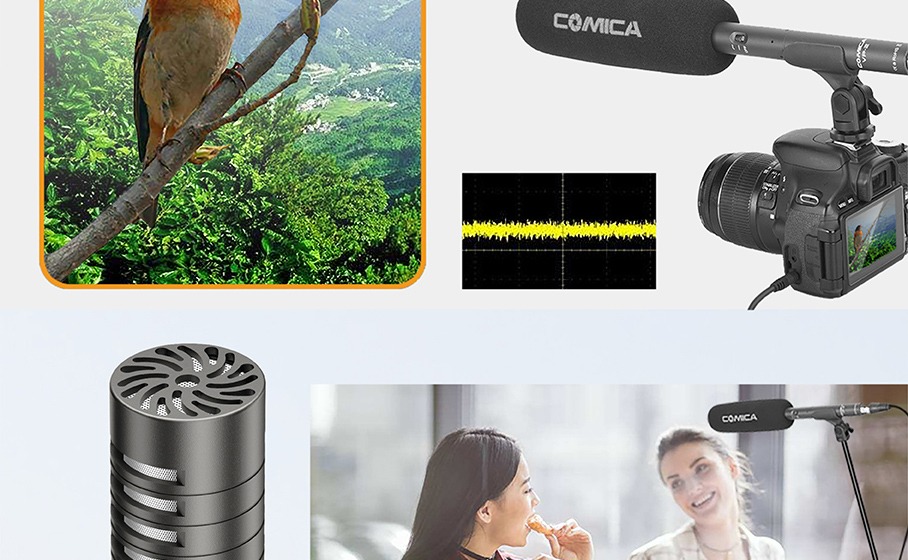 CoMica CVM-VP2 Shotgun videomikrofon Super Cardioid med 3.5mm & XLR-kabel