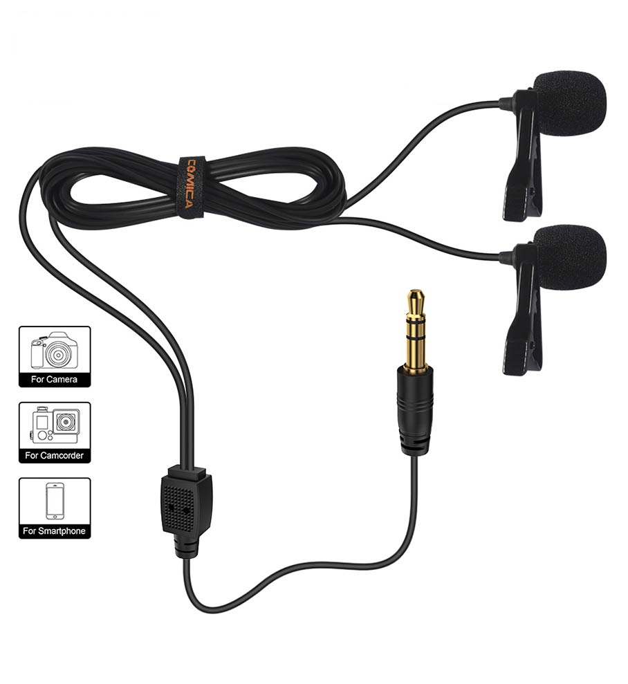 Myggmikrofon dubbel Clip-on för kamera, smartPhone, GoPro - CoMica