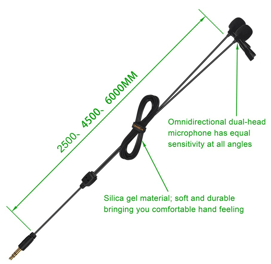  CoMica Dubbelhvdad Clip-on Lavaliermikrofon Returex