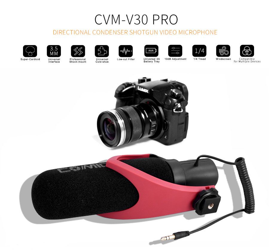  Videomikrofon för systemkameror - CoMica CVM-V30 Pro