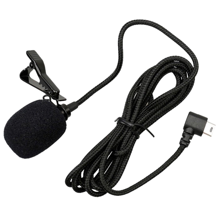 Lavaliermikrofon med slipsklämma för actionkameror med Mini USB-b5