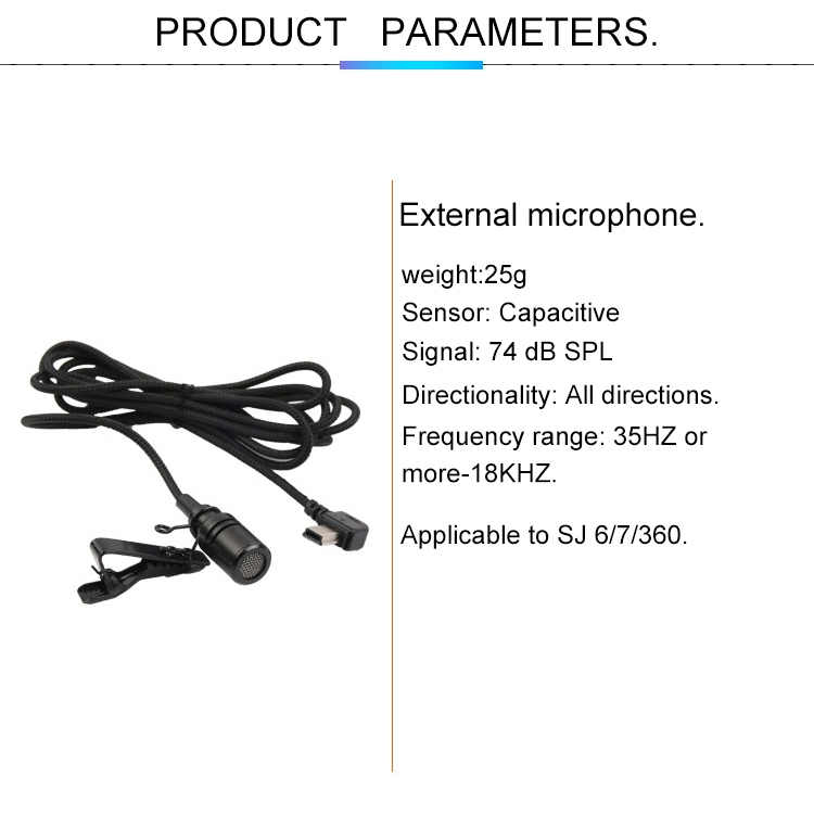  Lavaliermikrofon med slipsklmma fr actionkameror med Mini USB-b5